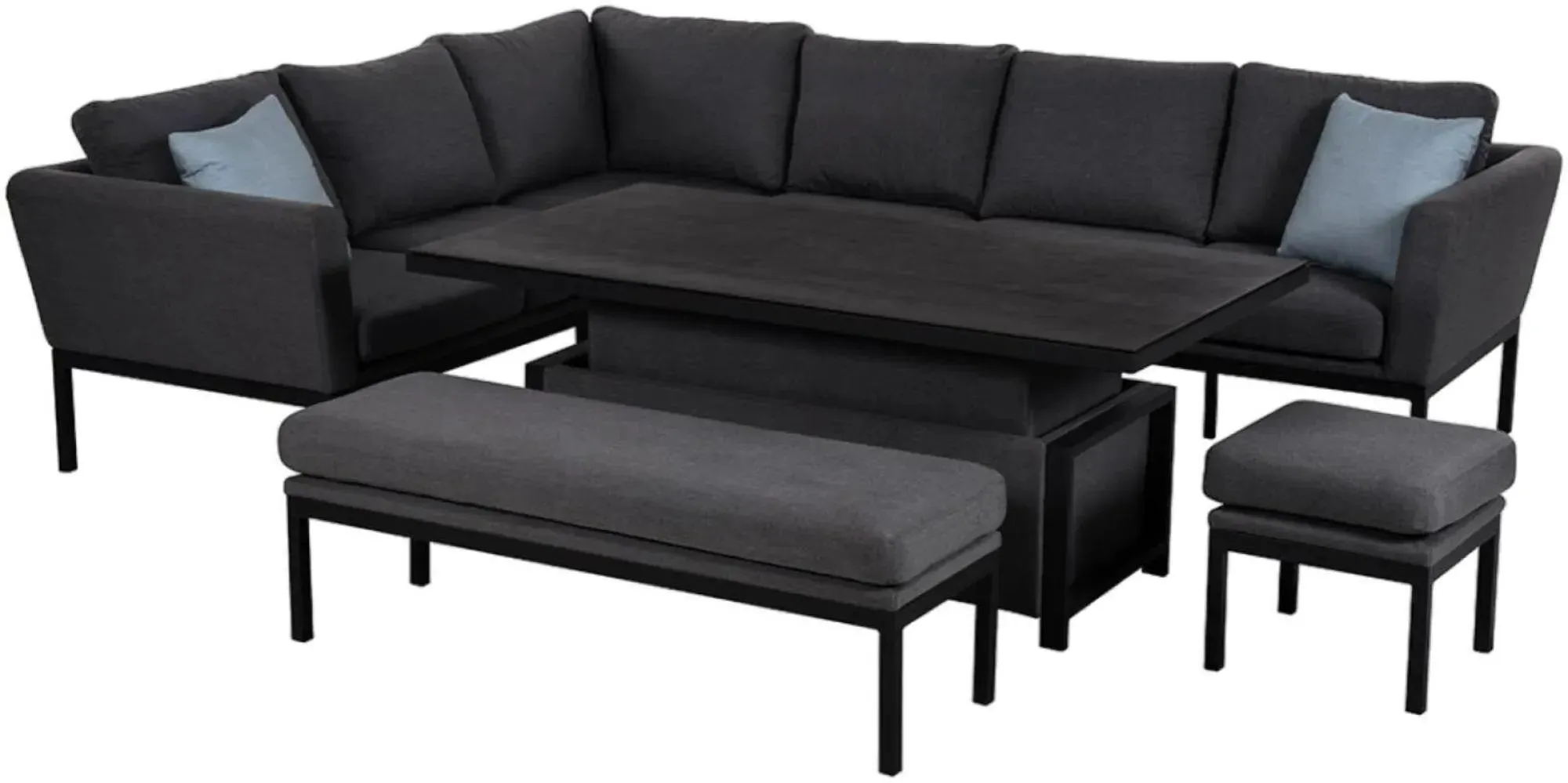 Pulse 8-Seater Corner Sofa Dining Set with Rising Table - Charcoal