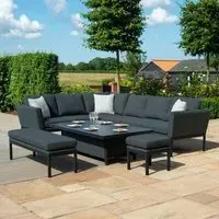 Pulse 8-Seater Corner Sofa Dining Set with Rising Table - Charcoal