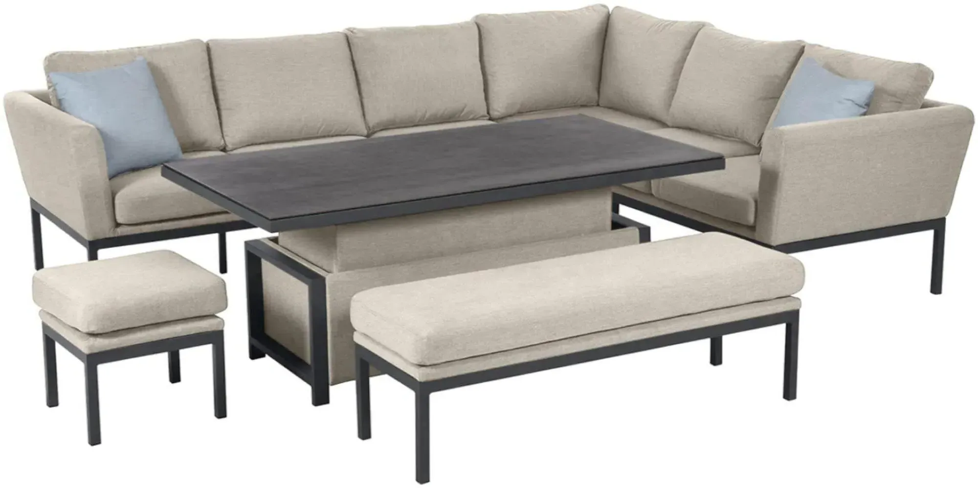 Pulse 8-Seater Corner Sofa Dining Set with Rising Table - Oatmeal