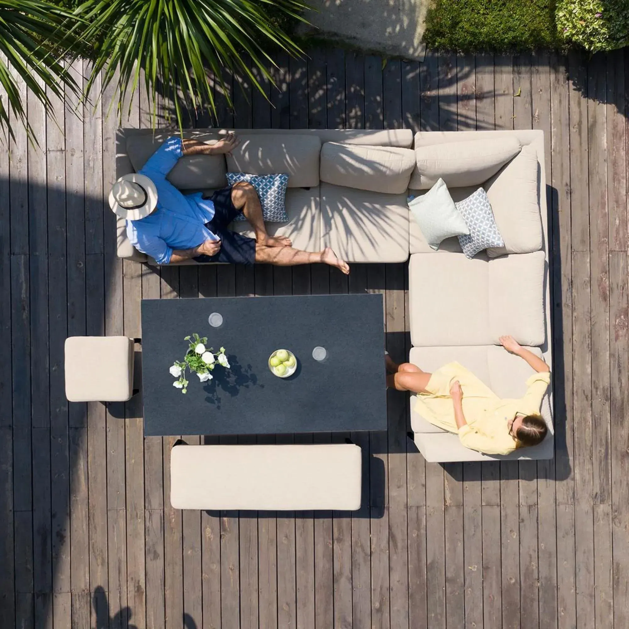 Pulse 8-Seater Corner Sofa Dining Set with Rising Table - Oatmeal