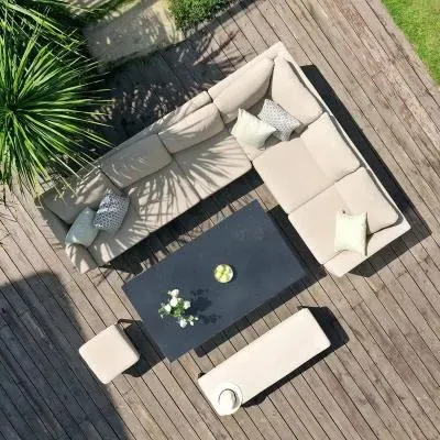 Pulse 8-Seater Corner Sofa Dining Set with Rising Table - Oatmeal