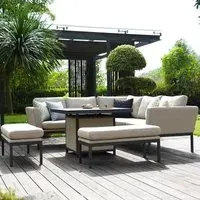 Pulse 8-Seater Square Corner Dining Set with Fire Pit - Oatmeal