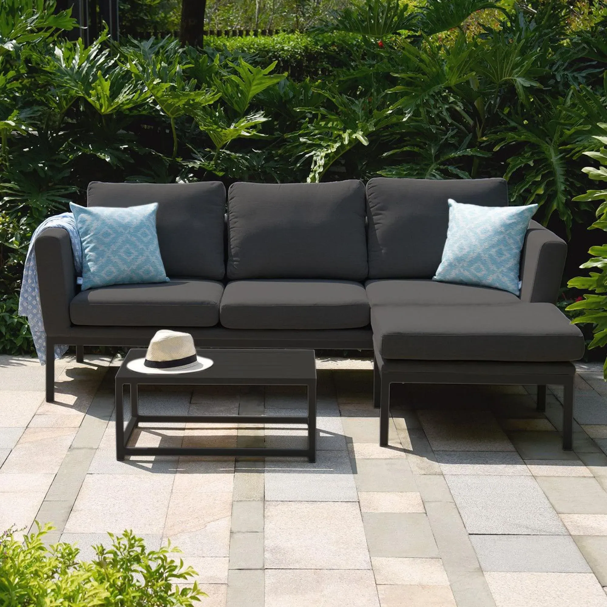 Pulse Chaise Garden Sofa Set - Charcoal