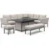 Pulse Corner Garden Dining Set with Fire Pit Table - Oatmeal