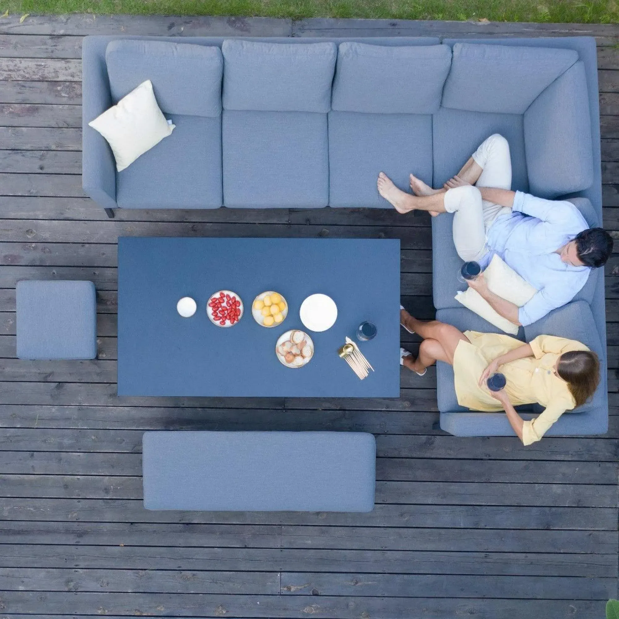 Pulse Corner Garden Dining Set with Rising Table - Flanelle