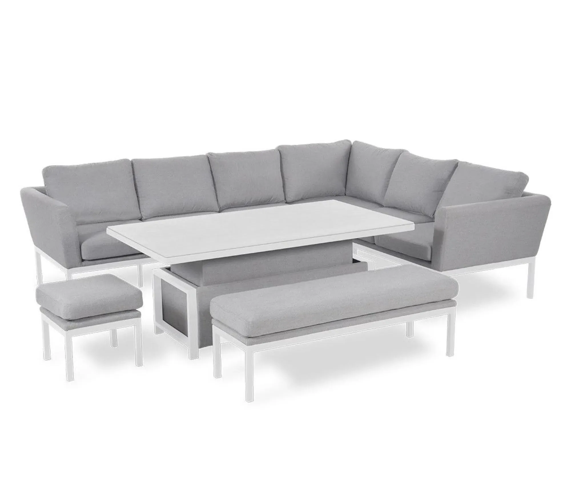 Pulse Corner Garden Dining Set with Rising Table - Lead Chine