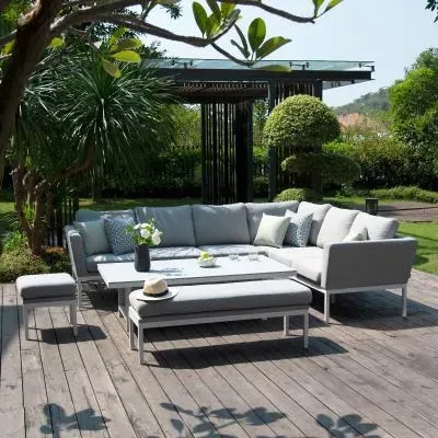 Pulse Corner Garden Dining Set with Rising Table - Lead Chine