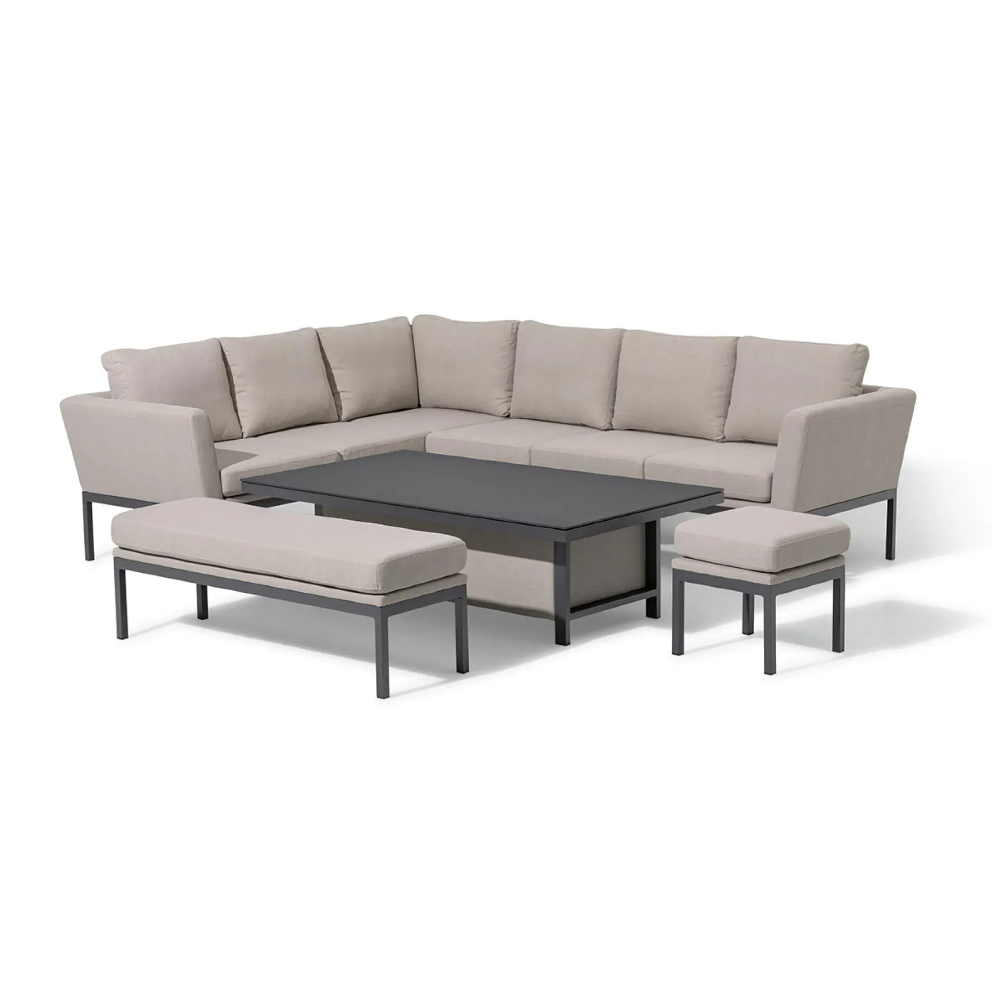 Pulse Corner Garden Dining Set with Rising Table - Oatmeal