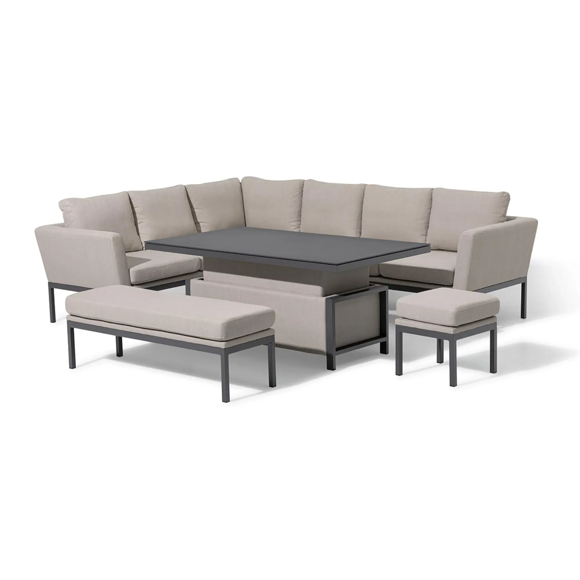 Pulse Corner Garden Dining Set with Rising Table - Oatmeal