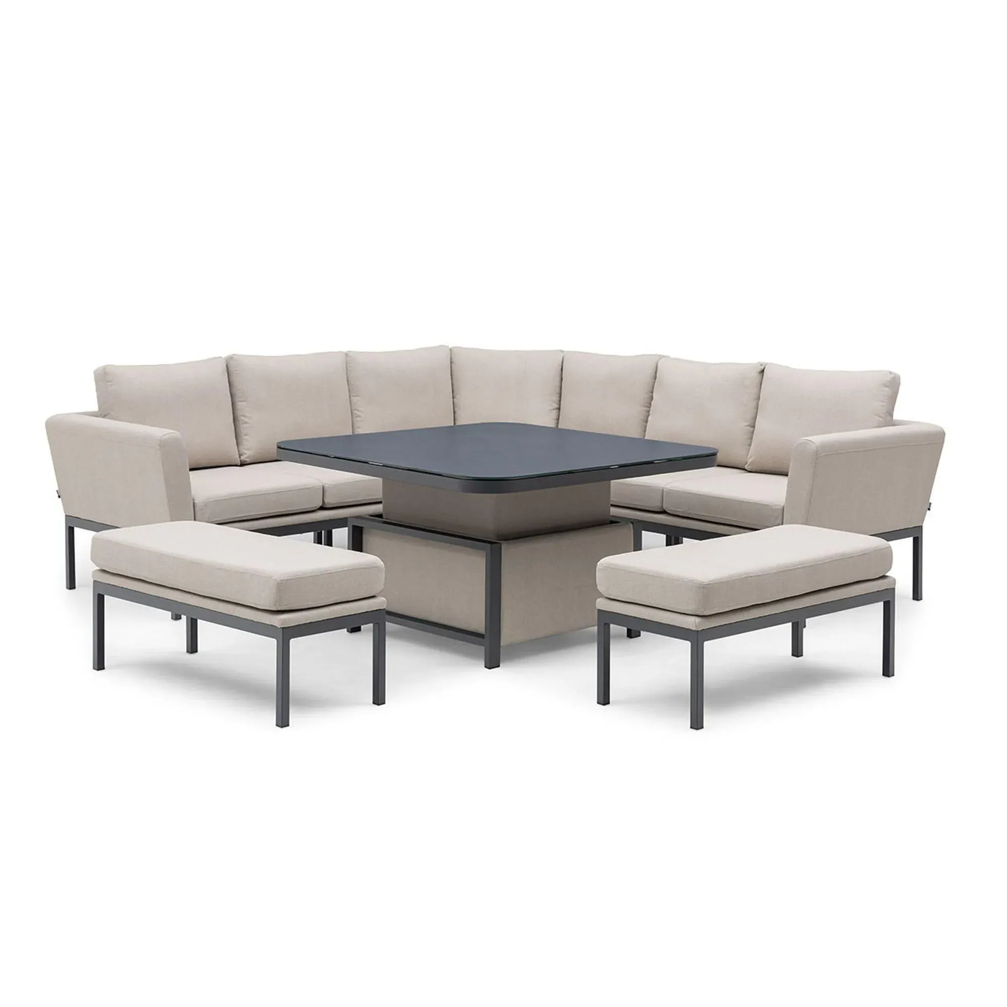 Pulse Deluxe Square Corner Dining Set with Rising Table - Oatmeal