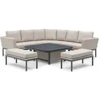 Pulse Deluxe Square Corner Dining Set with Rising Table - Oatmeal