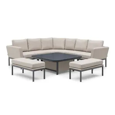 Pulse Deluxe Square Corner Dining Set with Rising Table - Oatmeal