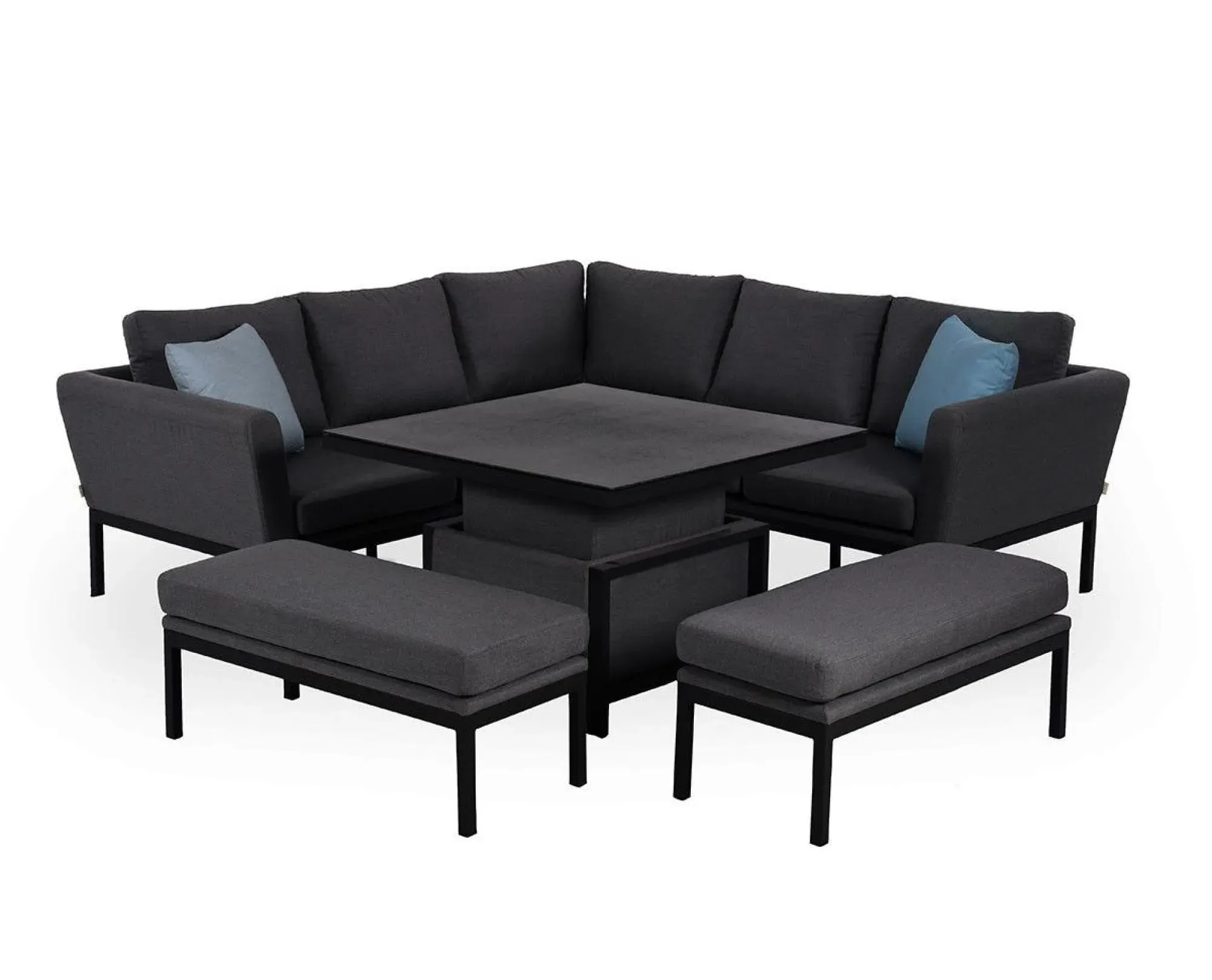 Pulse Square Corner Dining Set with Rising Table - Charcoal