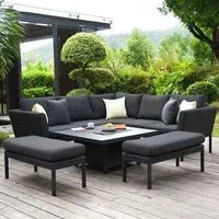 Pulse Square Corner Dining Set with Rising Table - Charcoal