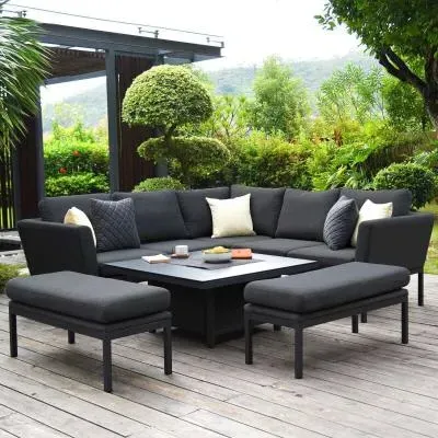 Pulse Square Corner Dining Set with Rising Table - Charcoal image