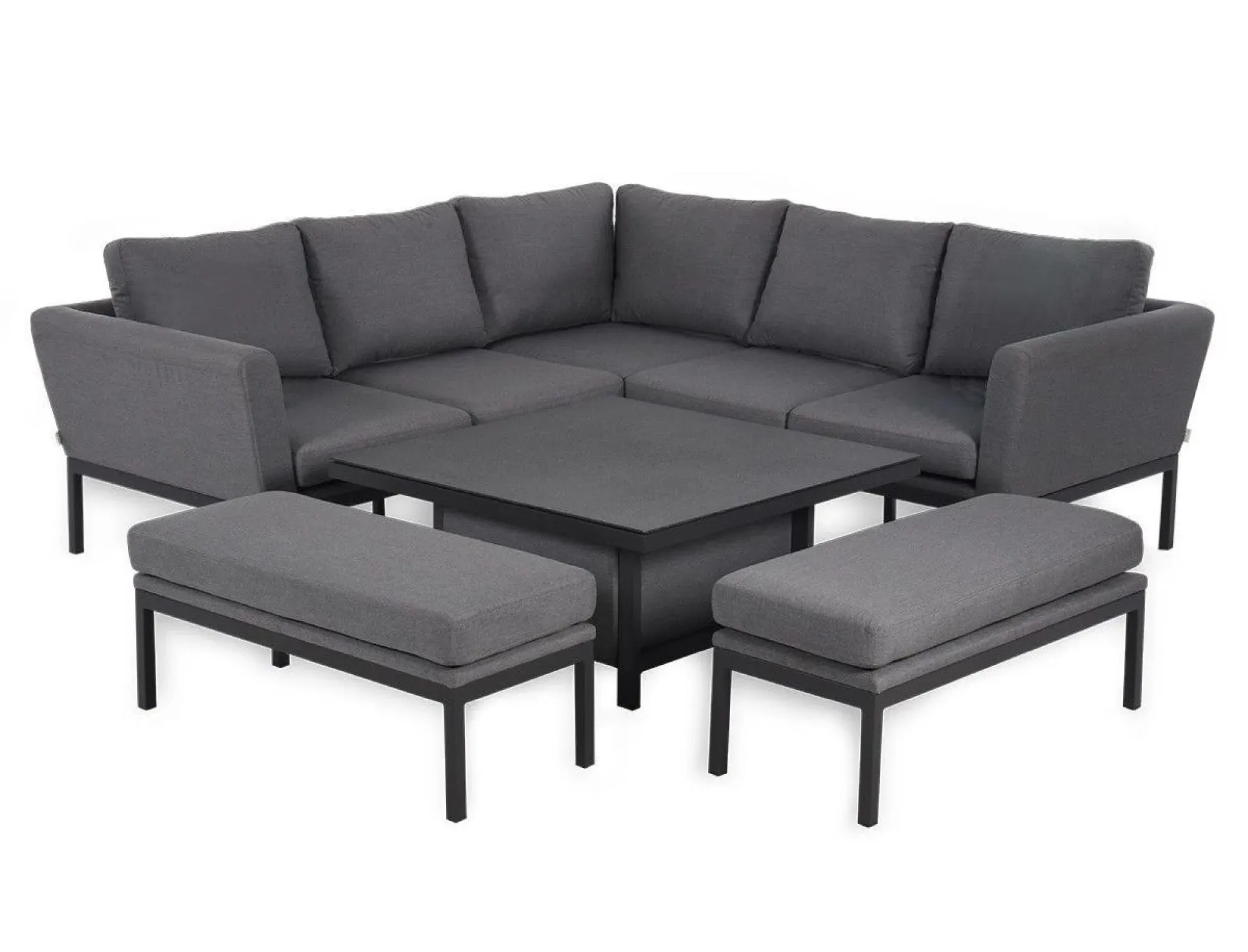 Pulse Square Corner Dining Set with Rising Table - Flanelle