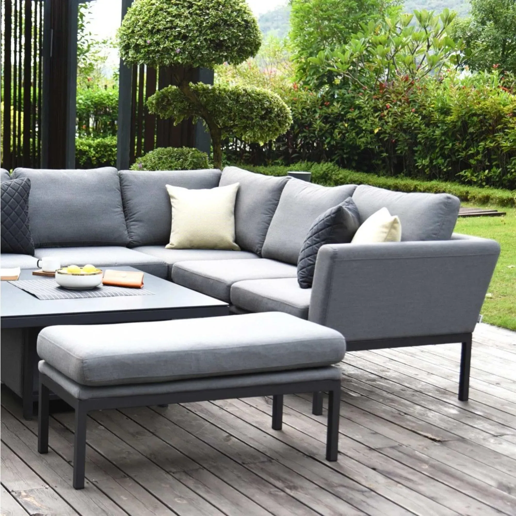 Pulse Square Corner Dining Set with Rising Table - Flanelle