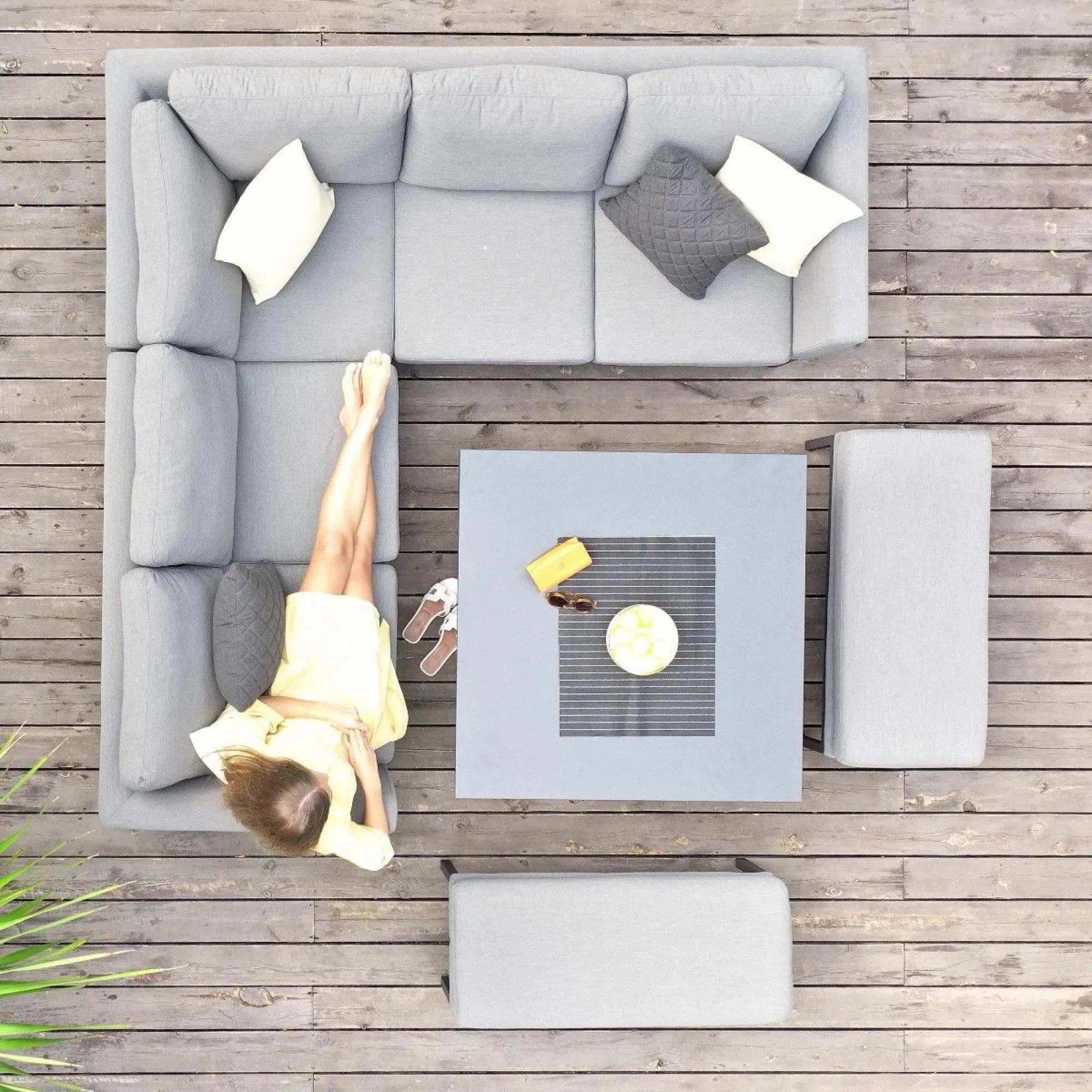 Pulse Square Corner Dining Set with Rising Table - Flanelle