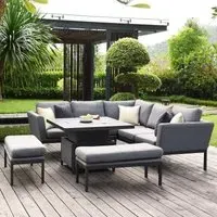 Pulse Square Corner Dining Set with Rising Table - Flanelle