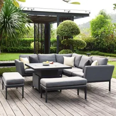 Pulse Square Corner Dining Set with Rising Table - Flanelle