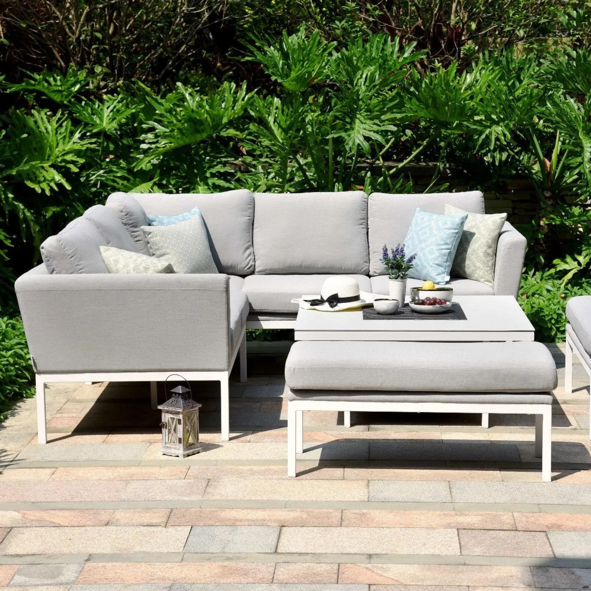 Pulse Square Corner Dining Set with Rising Table - Lead Chine