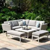 Pulse Square Corner Dining Set with Rising Table - Lead Chine