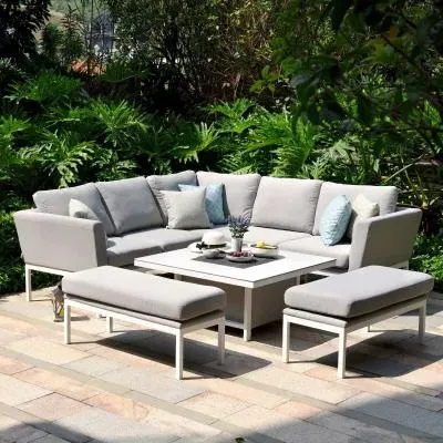 Pulse Square Corner Dining Set with Rising Table - Lead Chine