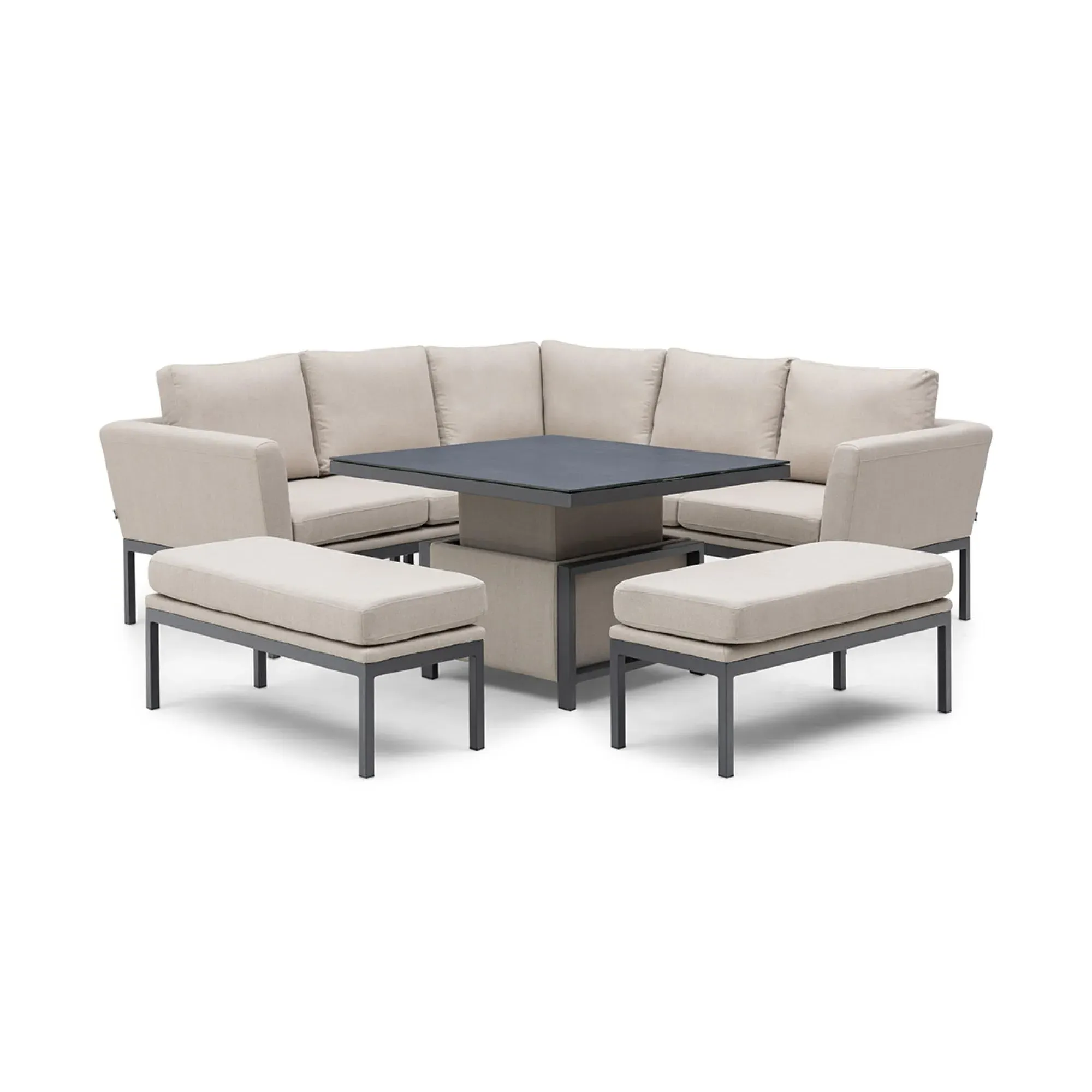 Pulse Square Corner Dining Set with Rising Table - Oatmeal