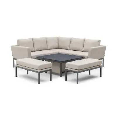 Pulse Square Corner Dining Set with Rising Table - Oatmeal