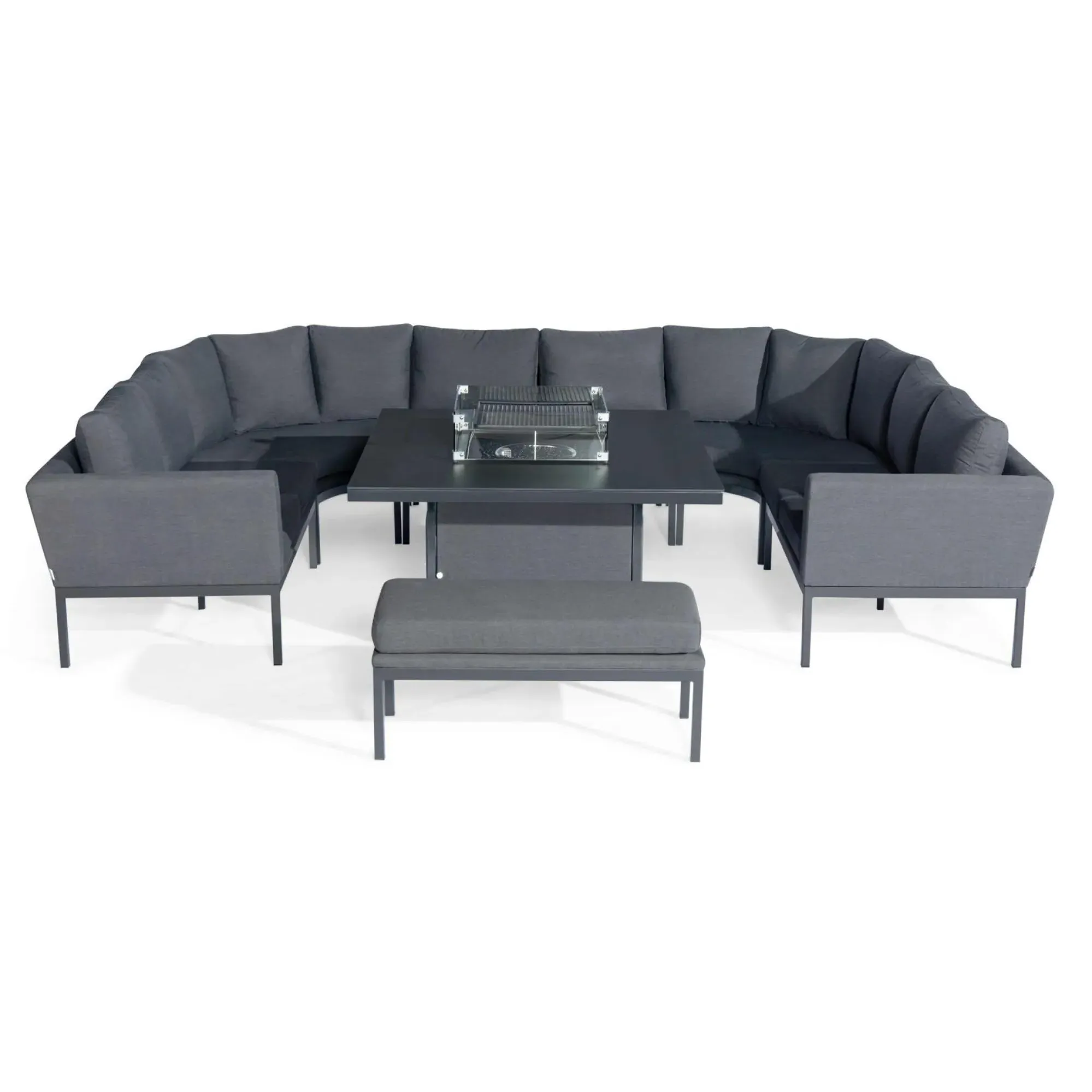 Pulse U-Shape Corner Sofa Dining Set with Fire Pit Table - Flanelle