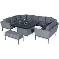 Pulse U-Shape Corner Sofa Dining Set with Fire Pit Table - Flanelle