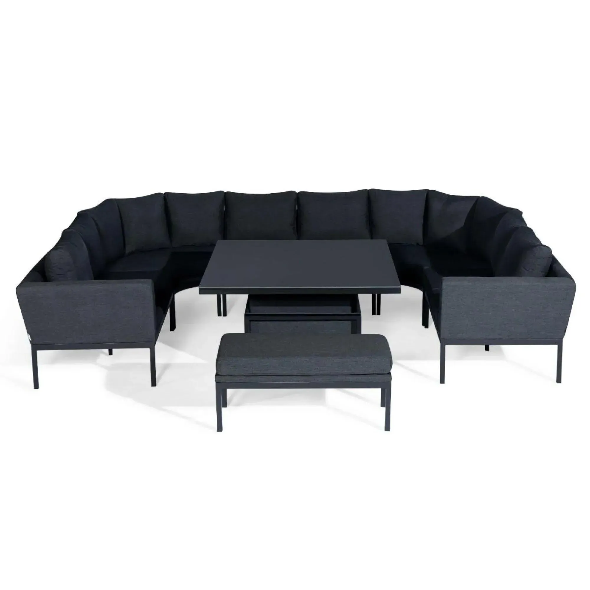 Pulse U-Shape Corner Sofa Dining Set with Rising Table - Charcoal