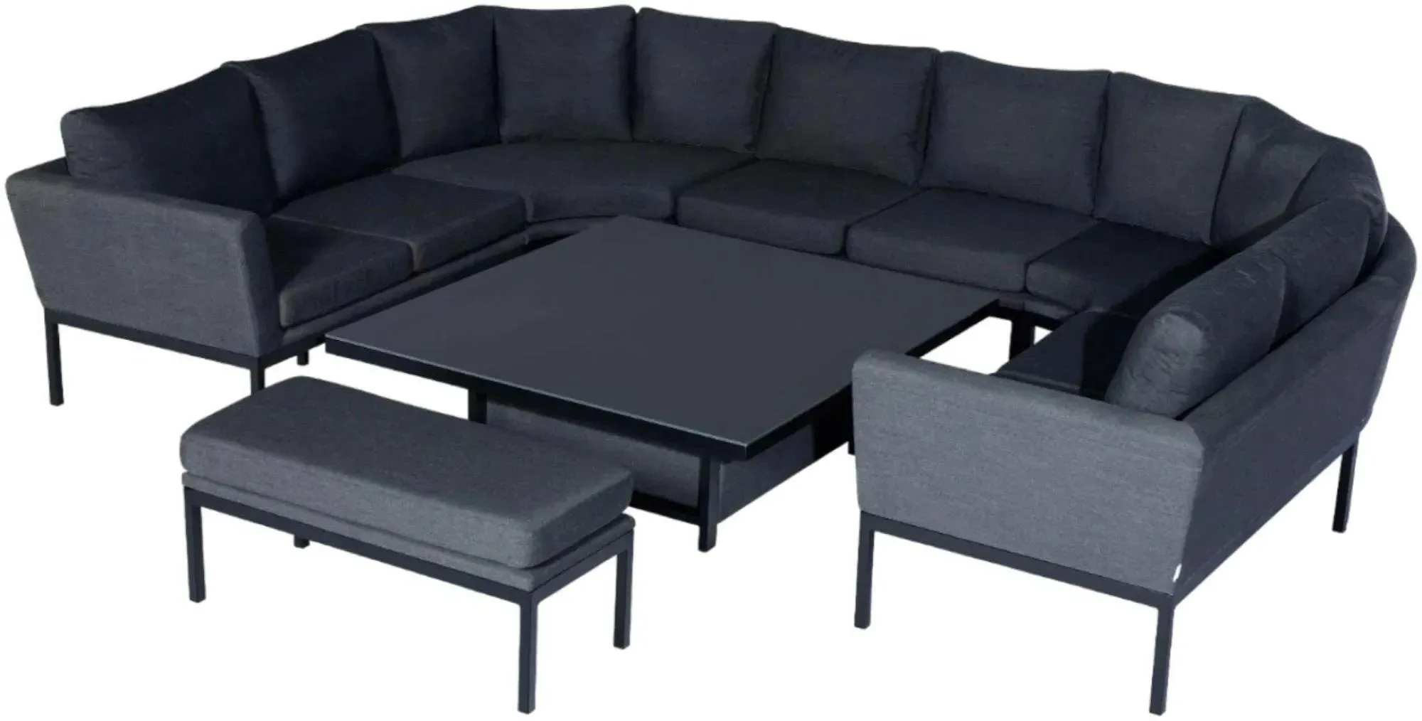 Pulse U-Shape Corner Sofa Dining Set with Rising Table - Charcoal
