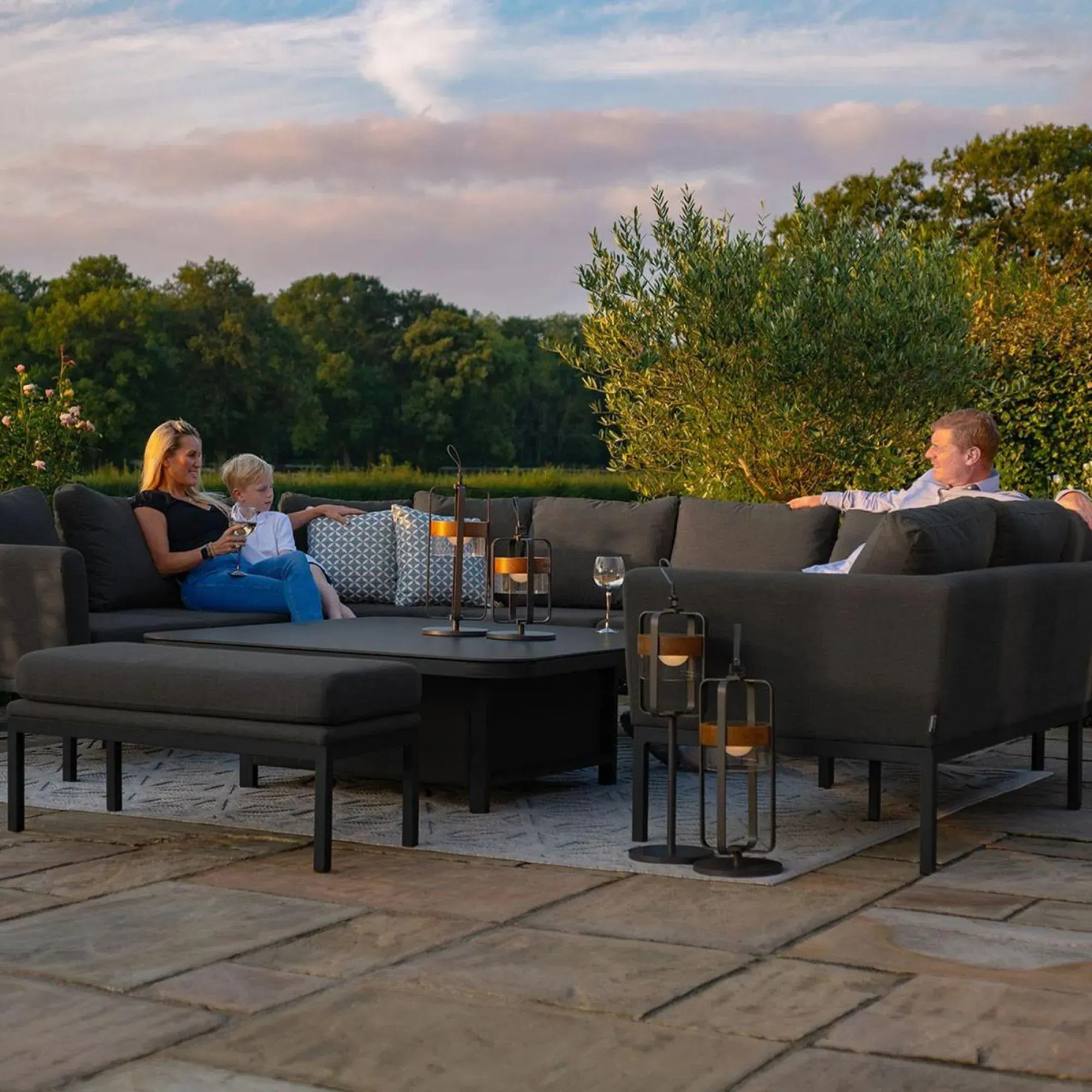 Pulse U-Shape Corner Sofa Dining Set with Rising Table - Charcoal