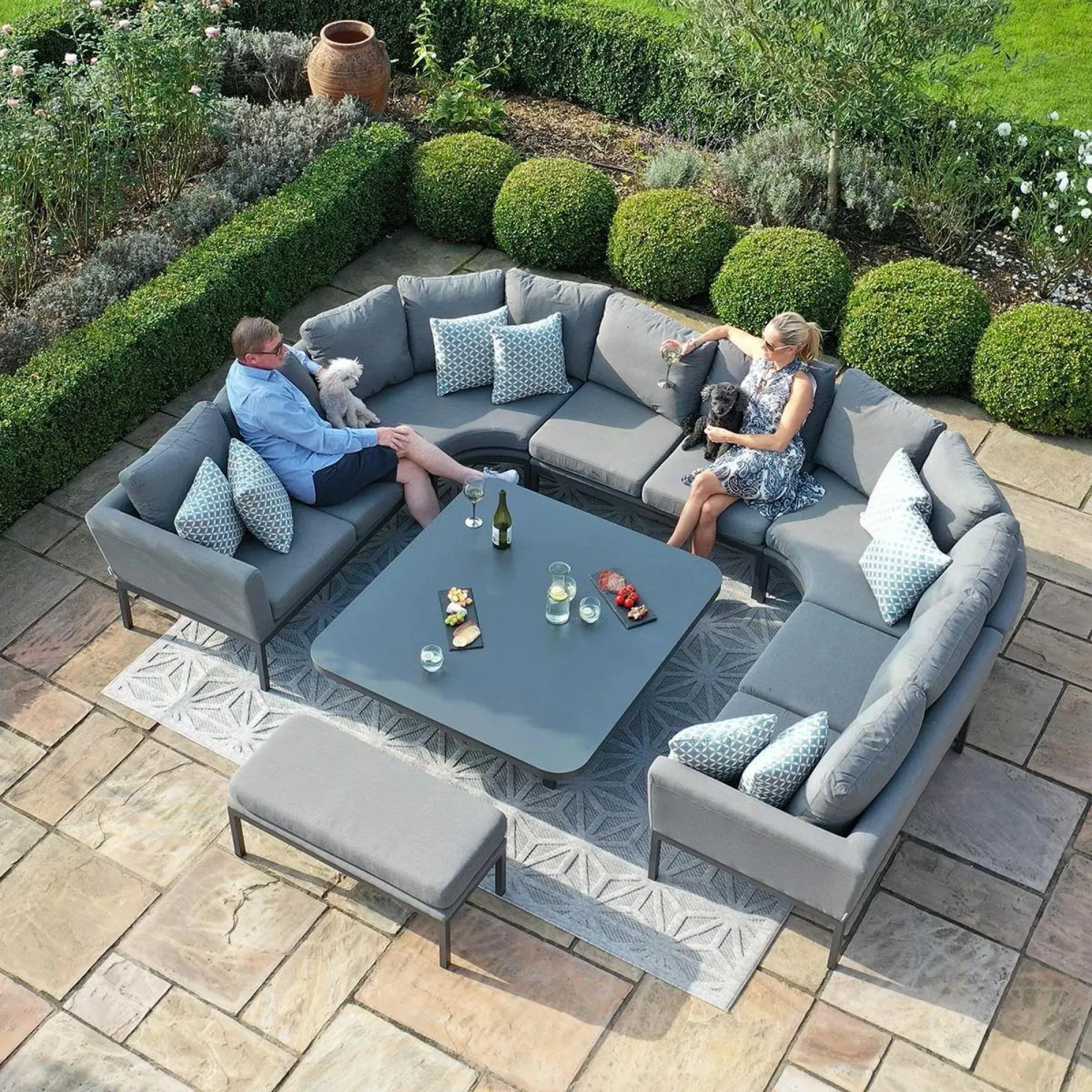 Pulse U-Shape Corner Sofa Dining Set with Rising Table - Flanelle