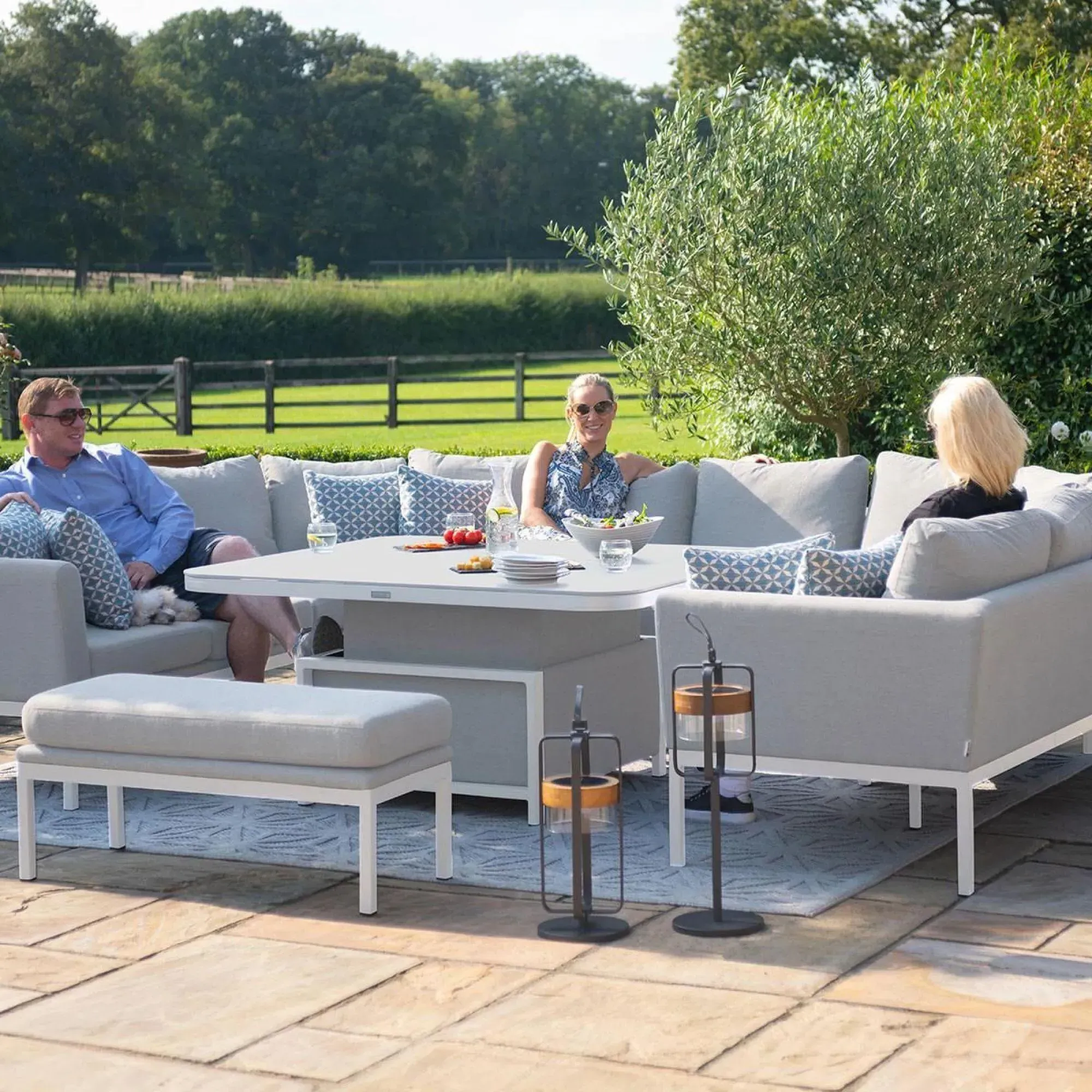 Pulse U-Shape Corner Sofa Dining Set with Rising Table - Lead Chine