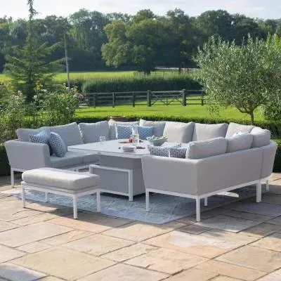 Pulse U-Shape Corner Sofa Dining Set with Rising Table - Lead Chine