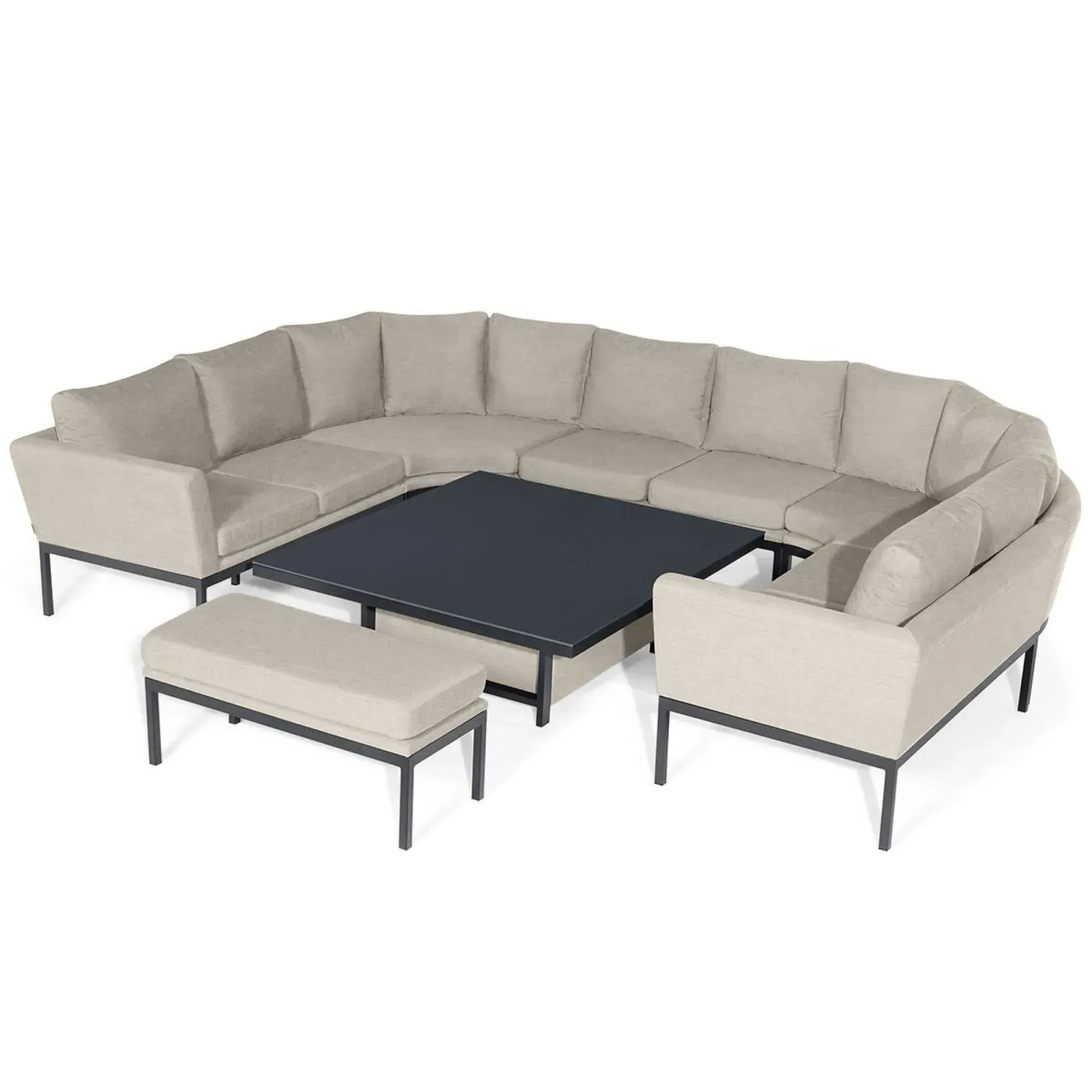 Pulse U-Shape Corner Sofa Dining Set with Rising Table - Oatmeal