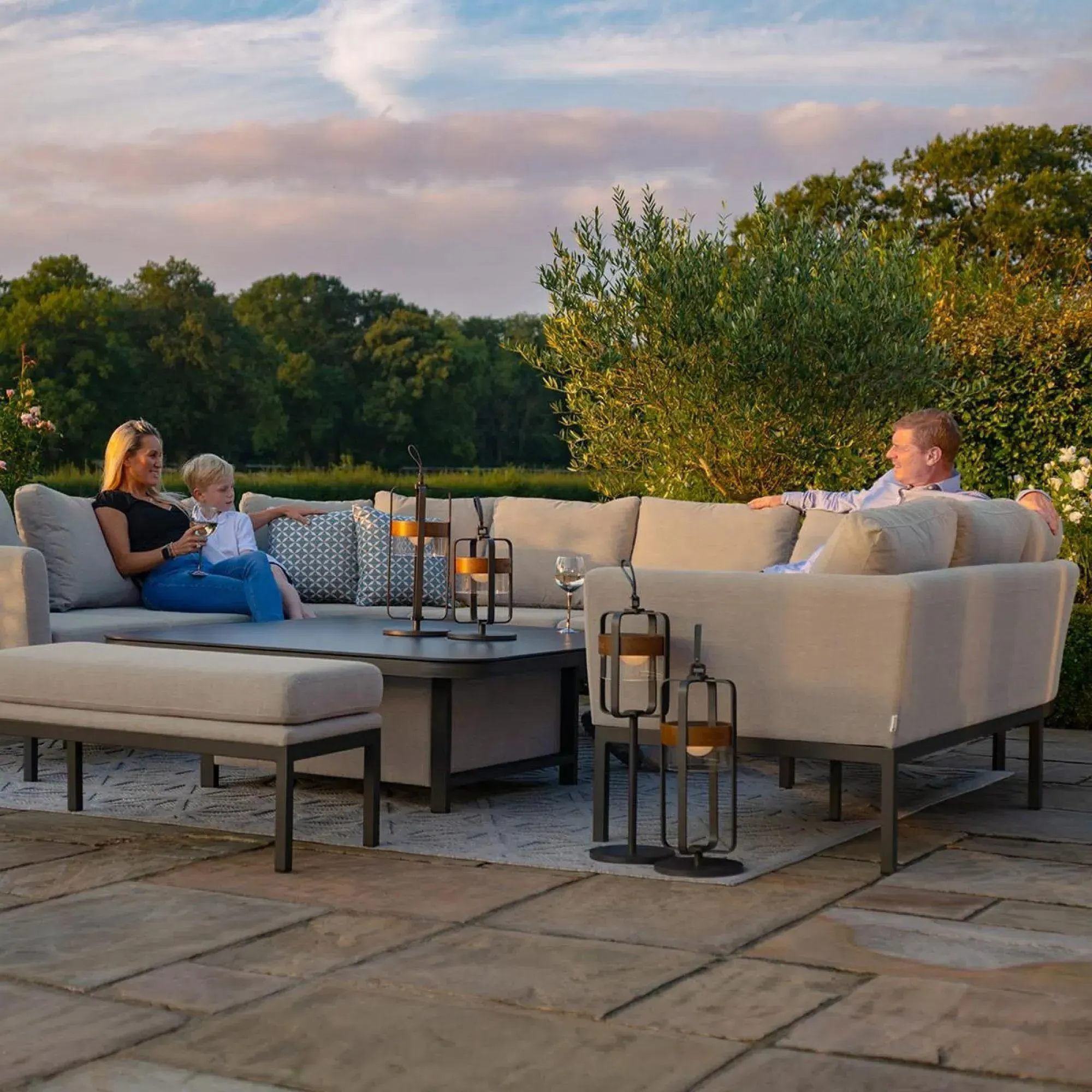 Pulse U-Shape Corner Sofa Dining Set with Rising Table - Oatmeal