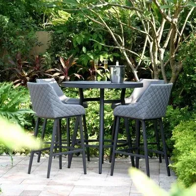 Regal 4-Seater Round Garden Bar Set - Flanelle image