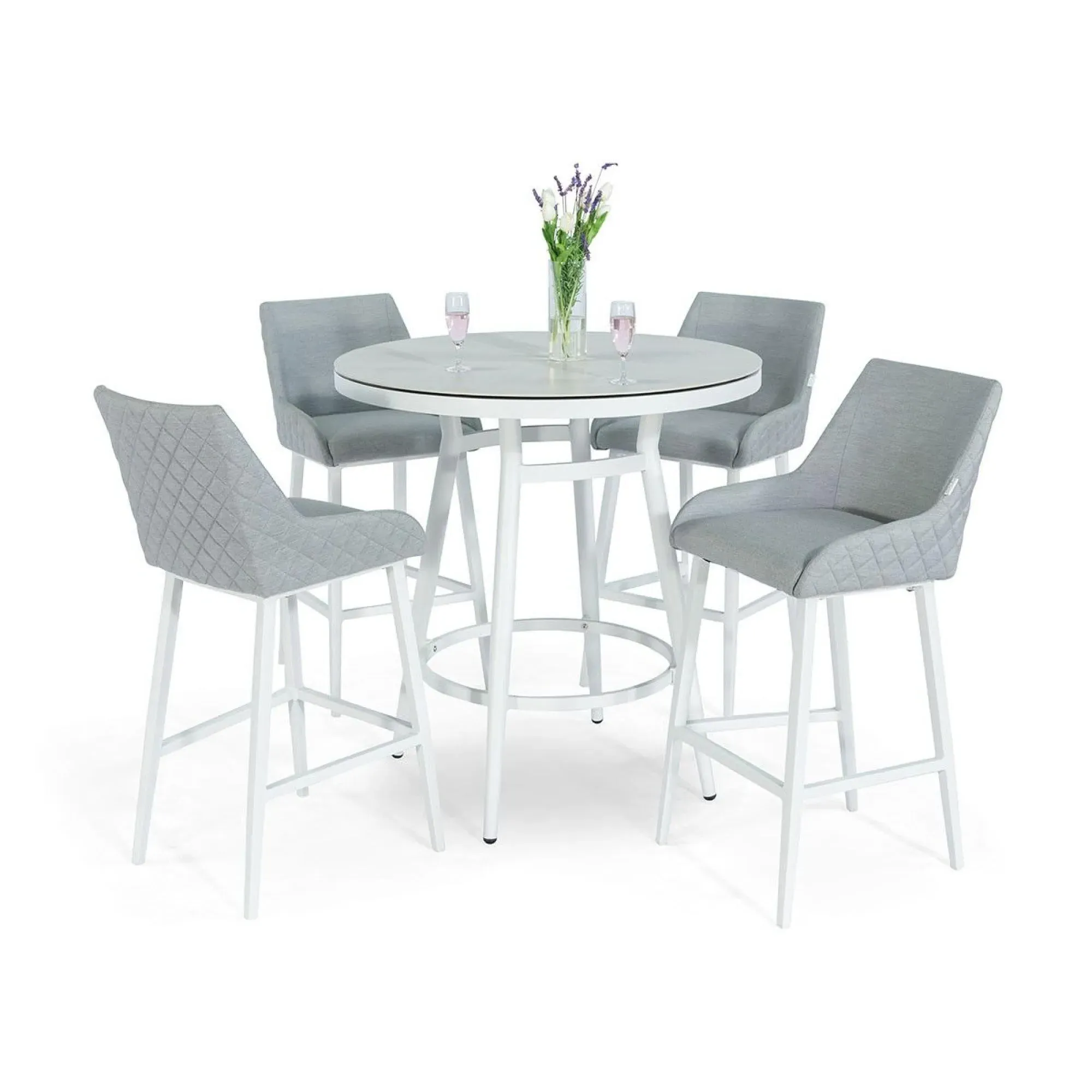 Regal 4-Seater Round Garden Bar Set - Lead Chine