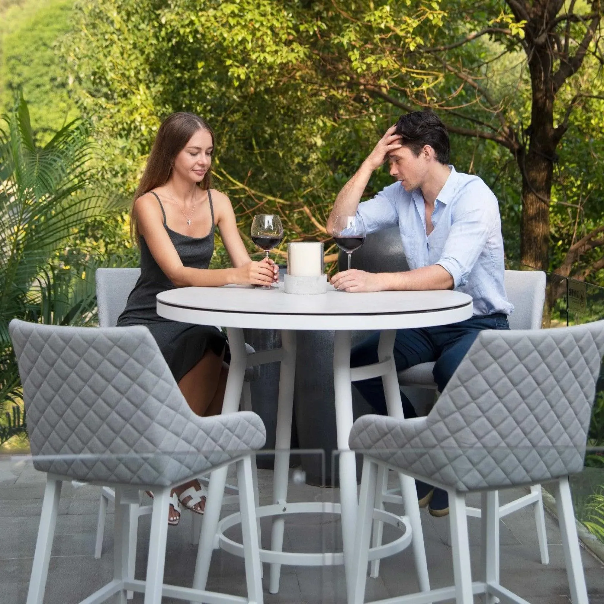 Regal 4-Seater Round Garden Bar Set - Lead Chine