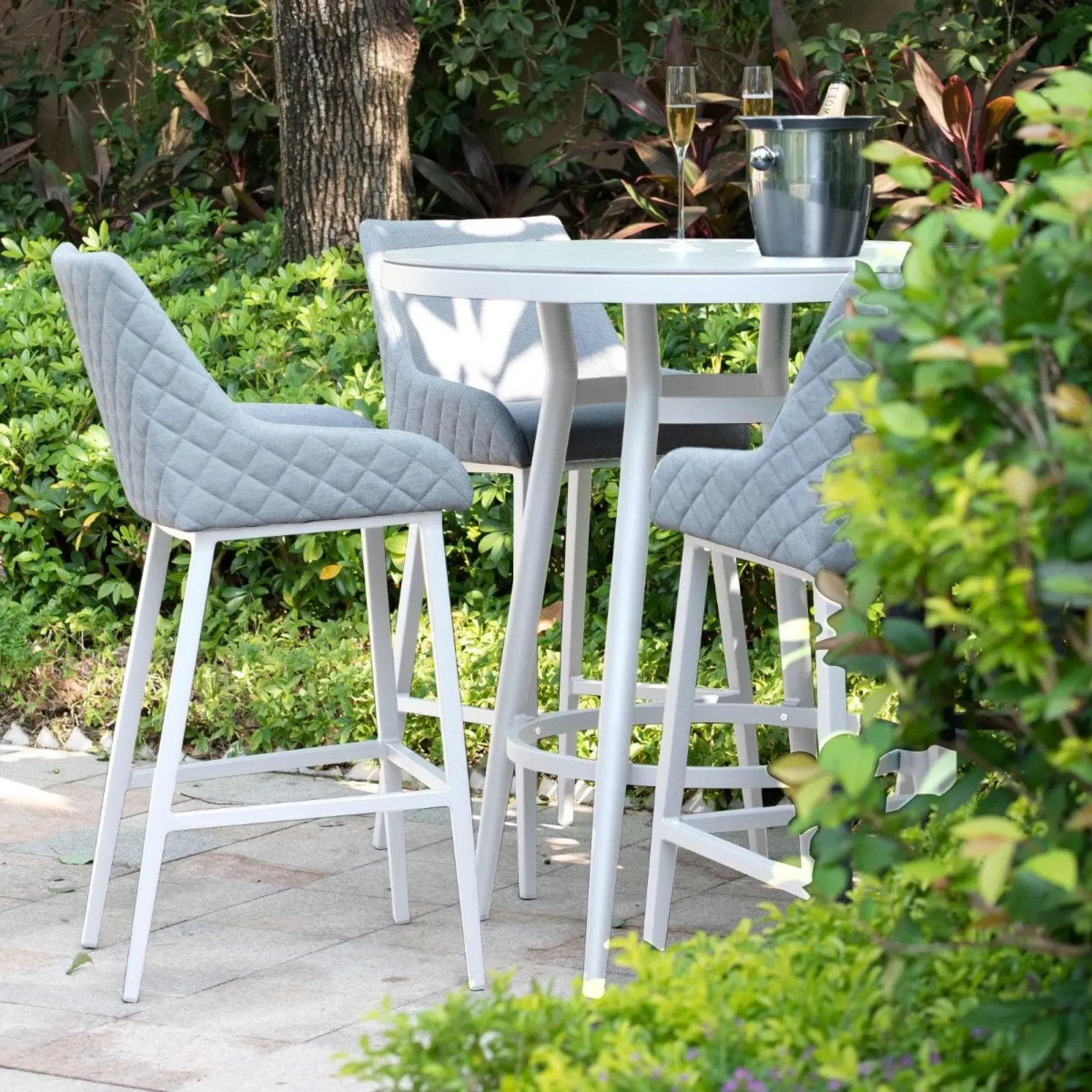 Regal 4-Seater Round Garden Bar Set - Lead Chine