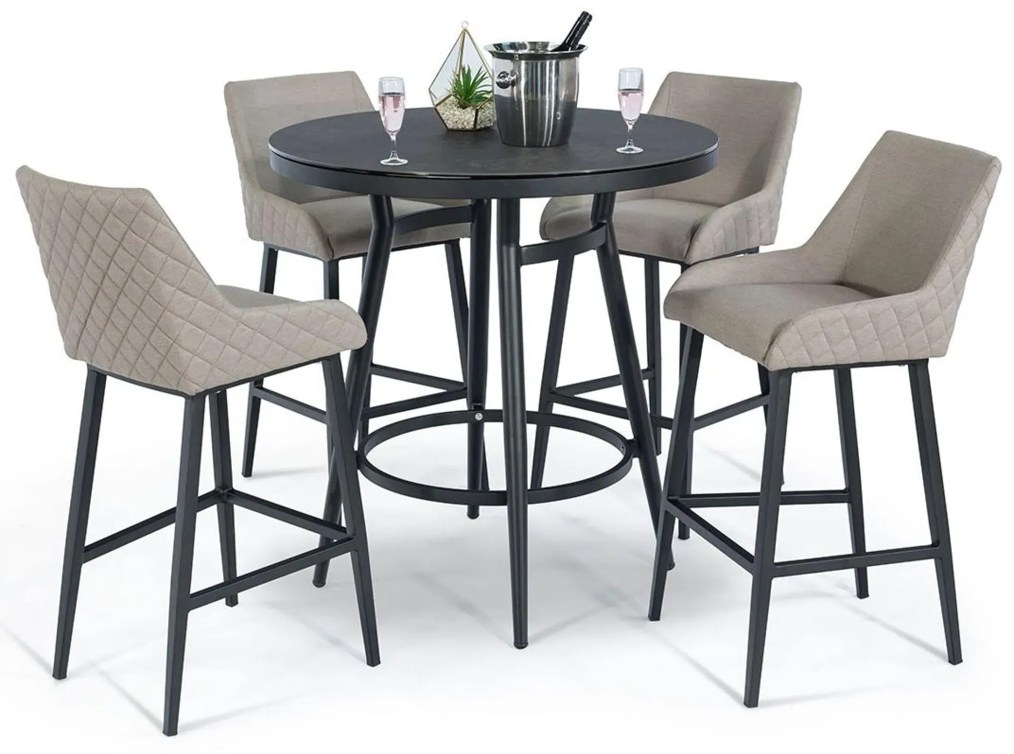 Regal 4-Seater Round Garden Bar Set - Oatmeal