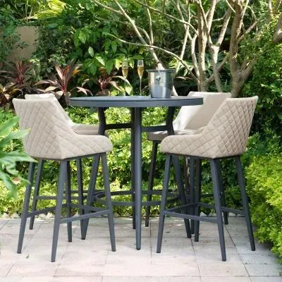 Regal 4-Seater Round Garden Bar Set - Oatmeal