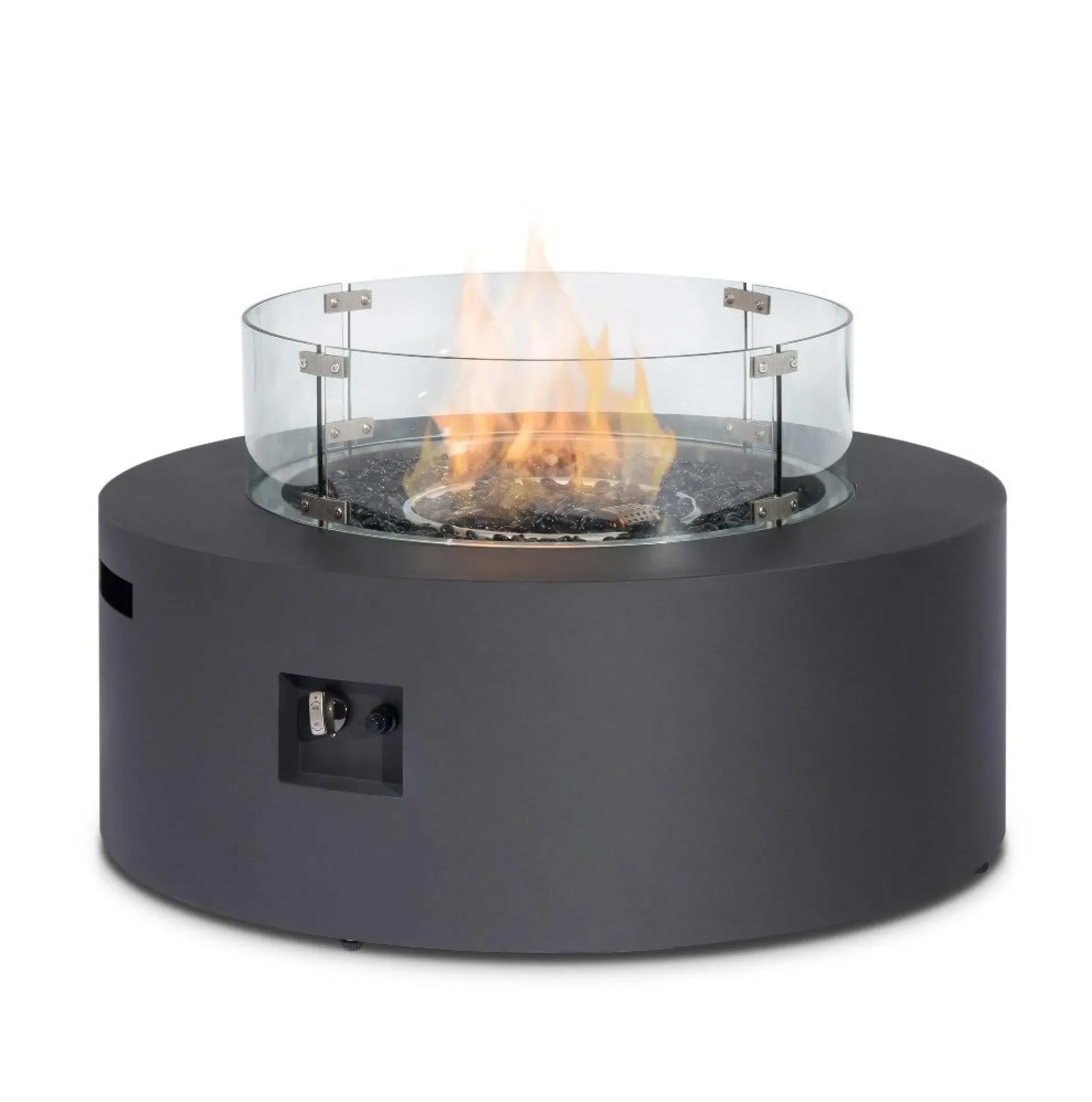 Round Outdoor Gas Fire Pit - Charcoal