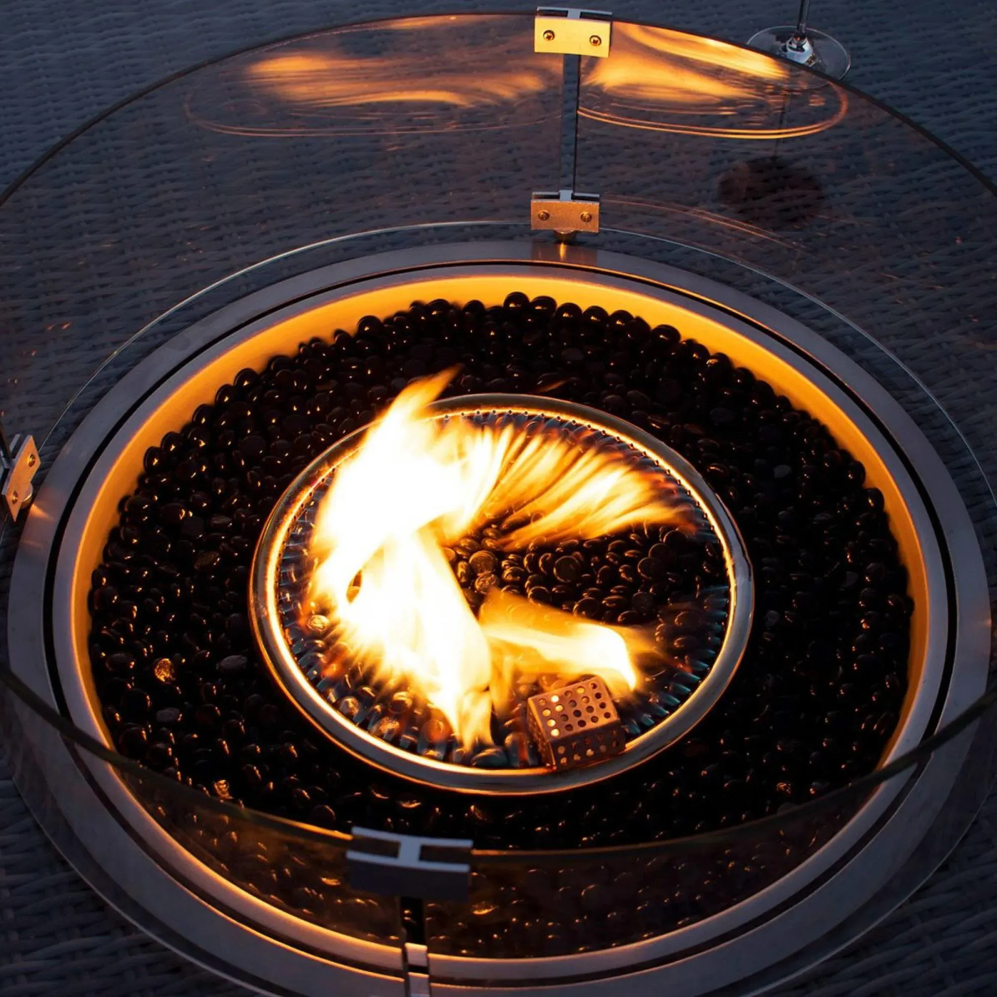 Round Outdoor Gas Fire Pit - Charcoal
