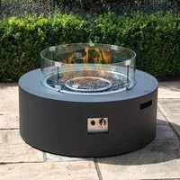 Round Outdoor Gas Fire Pit - Charcoal