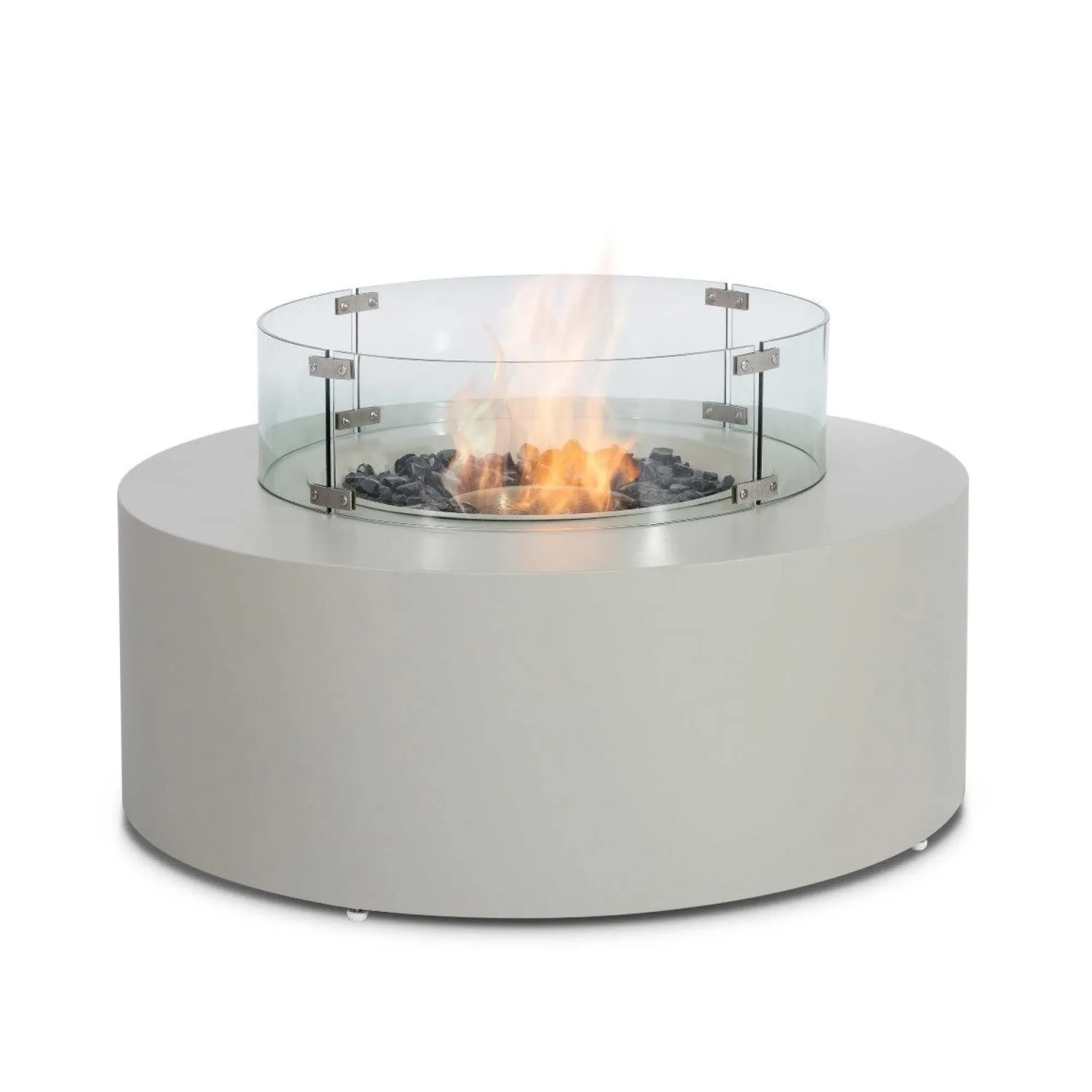 Round Outdoor Gas Fire Pit - Pebble White