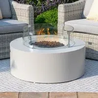 Round Outdoor Gas Fire Pit - Pebble White
